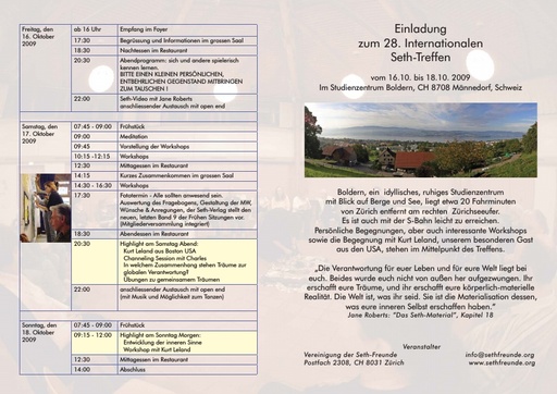 Einladung zum 28. Internationalen Seth-Treffen 2009